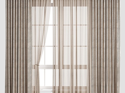 Fabric Curtain Gauze Curtain Rolling Curtain Roman Curtain 3d model