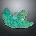 Ancient Bronze Sculpture Artifact With Green Patina And Intricate Carving Design