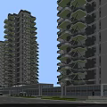 Multiple High Rise Residential Buildings in Green Environment With Surrounding Roads and Plaza
