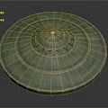 Green Circular Decorative Disc With Concentric Rings And Central Radial Pattern
