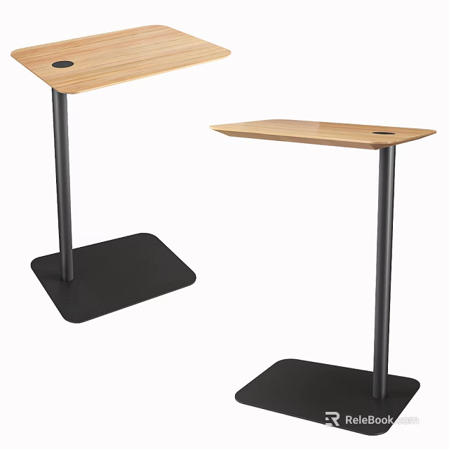 Sleek Modern Coffee Table With Wooden Top And Black Metal Square Base Design 3d model 
