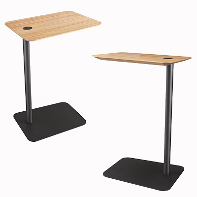 Sleek Modern Coffee Table With Wooden Top And Black Metal Square Base Design 3d model