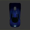 Blue Sporty Race Car With Sleek Aerodynamic Body Rooftop Turbines And Illuminated Accents