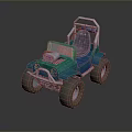 Green Children's Off Road Toy Vehicle with Large Tires Blue Chassis Transparent Windshield Gray Seat