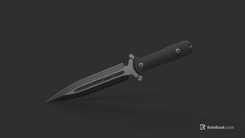 Tactical Military Knife Featuring Black Ergonomic Handle And Sharp Metal Blade 3d model 