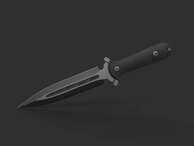Tactical Military Knife Featuring Black Ergonomic Handle And Sharp Metal Blade 3d model