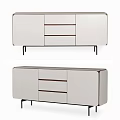 Modern White Entryway Side Cabinet With Drawers And Black Legs Design