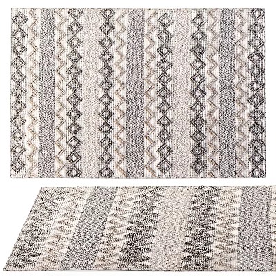 Square Rug With Geometric Patterns Striped Design And Neutral Tones For Home Decor 3d model