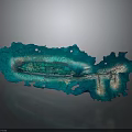 Turquoise Decorative Watercraft With Textured Boat Shaped Design And Shiny Surface