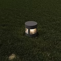 Round Outdoor Light Illuminated On Grass With Warm Glow And Glass Panel