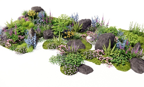 Flowers and plants flower glasses plant combination plant pile flowers flower border group asparagus 3d model