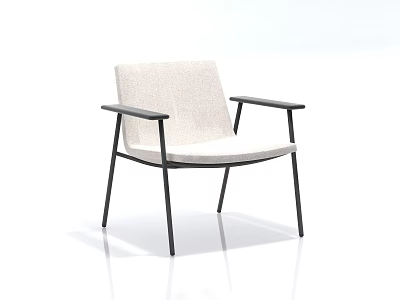 Modern Minimalist Leisure Chair With Light Fabric Seat And Black Metal Frame 3d model