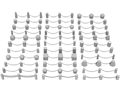 Geometric Decorative Barriers With Spherical Posts And Chain Links Structure 3d model
