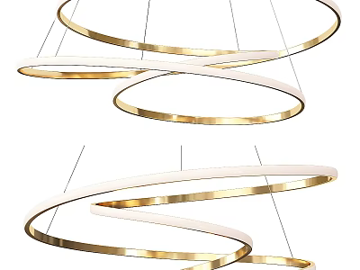 Modern Gold White Spiral Ring Chandelier Hanging Interior Decorative Design 3d model