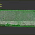 Gray Concrete Curb With Two Holes And Damaged Bottom On Reflective Surface