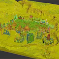 Industrial Building Complex in Snowy Terrain with Oil Wells Storage Tanks and Pipelines