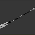 Modern Sci Fi Spear Like Weapon With Black Shaft Silver Spearhead And Blue Accents