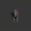 Detailed 3D Rhinoceros Model Rendering With Realistic Texture And Gray Background