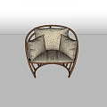 Modern Single Sofa with Curved Wooden Frame and Beige Comfortable Cushions
