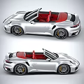 Silver Convertible Sports Car with Red Seats Sporty Exterior and Alloy Wheels