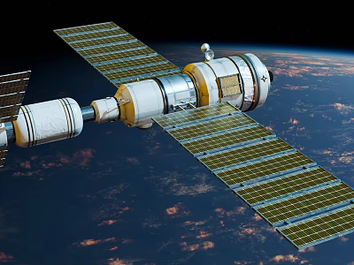 International Space Station With Solar Panels Orbiting Earth From Space 3d model