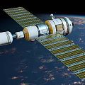 International Space Station With Solar Panels Orbiting Earth From Space 3d model
