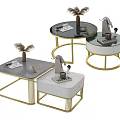 Modern Coffee Tables With Gold Frame Different Shapes And Decorative Elements 3d model
