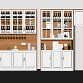 Modern White Wine Cabinet Interior With Glass Doors And Stored Wine Bottles