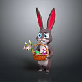 Cute Reptile Holding Basket With Colorful Easter Eggs And Flowers