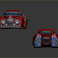 Two Red Sci Fi Car Models With Streamlined Design And Blue Accents 3D Render 3d model