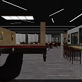 Bank Modern Lounge Area With Pool Table Bar Counter And Comfortable Seating