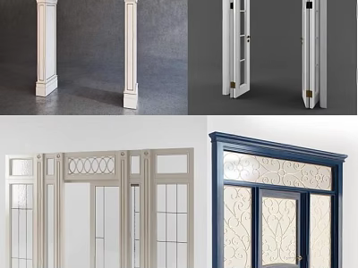 Classic And Modern Door Arch Designs With Carved Details And Glass Panels 3d model