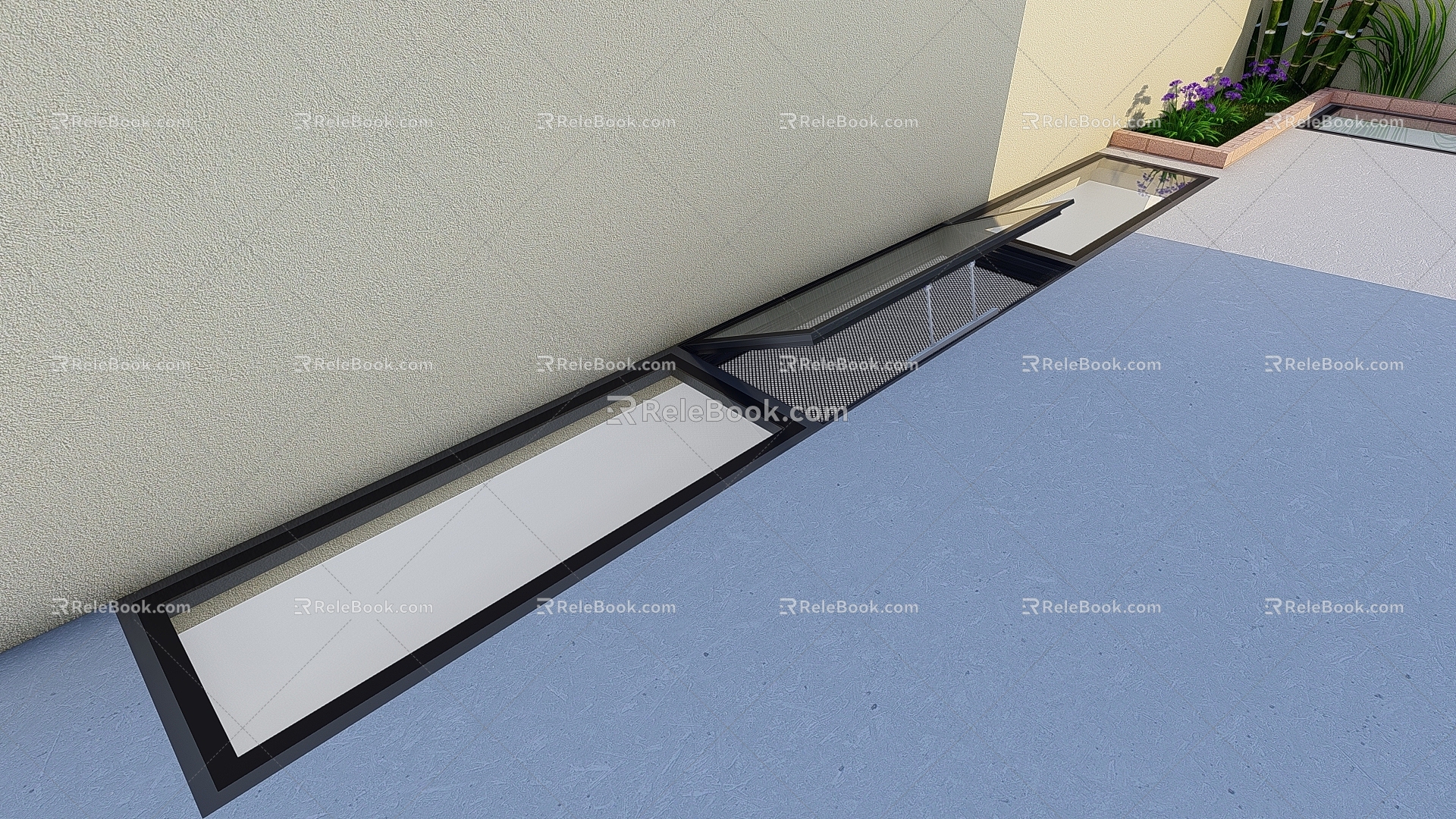 Floor flush Overhanging sunroof 3d model