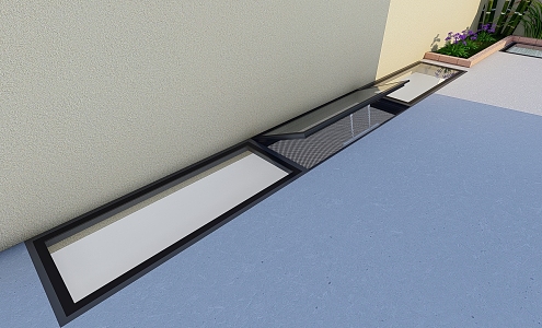 Floor flush Overhanging sunroof 3d model