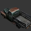 Vintage Rusted Green Truck With Weathered Exterior And Wooden Bed