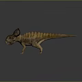 3D Rendered Ceratopsian Dinosaur With Large Frill And Striped Body