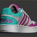 Adidas Casual Sneakers White Pink And Turquoise With Three Stripes And Heart Pattern