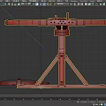 Ancient Handheld Crossbow and Tripod Mounted Ballista Weapons with Wooden Frame and Metal Parts