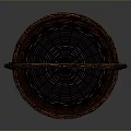 Brown Handwoven Wicker Basket With Curved Handle For Daily Household Use