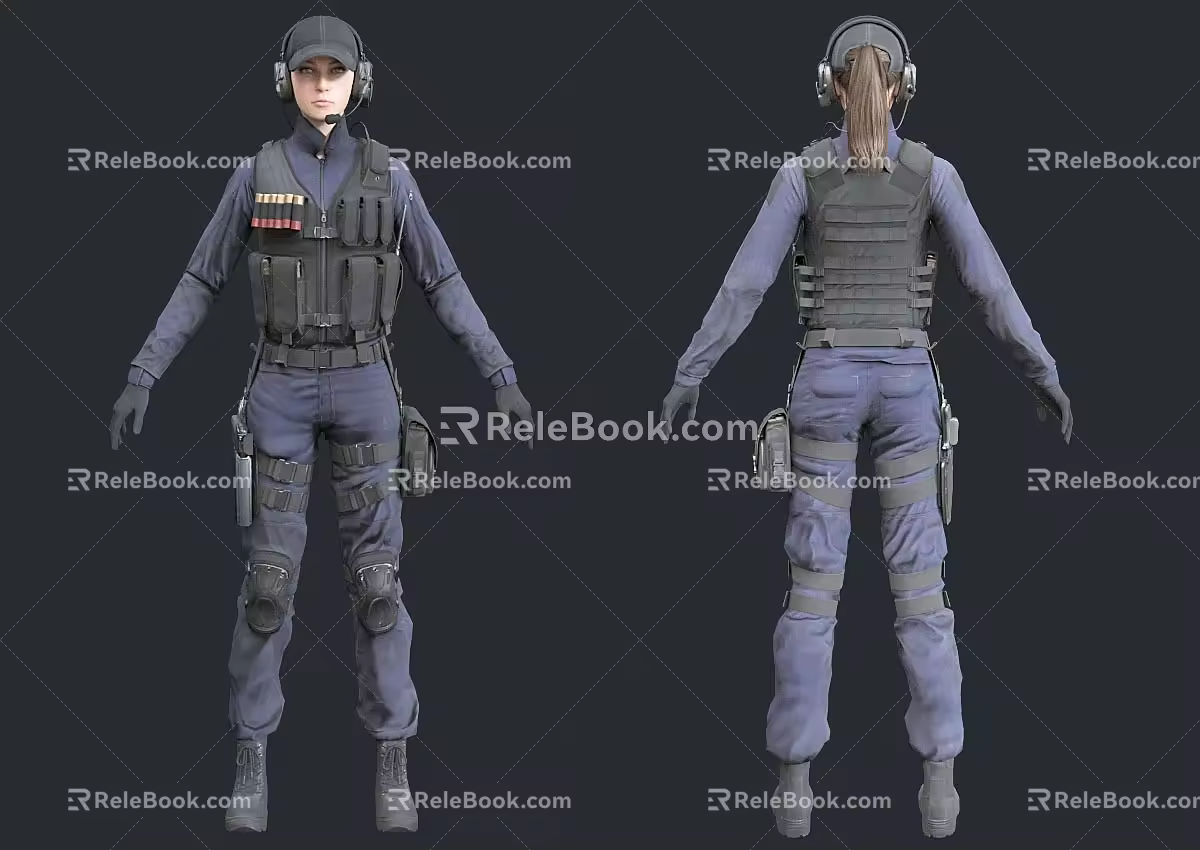 PBR Next Generation Female Police Female Special Forces Special Forces Female Special Police Private Character Role Mercenary Bodyguard Army Female Special Agent Wu 3d model