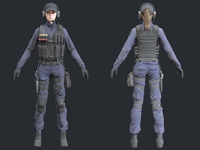 PBR Next Generation Female Police Female Special Forces Special Forces Female Special Police Private Character Role Mercenary Bodyguard Army Female Special Agent Wu 3d model
