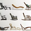 Stylish Lounge Chairs Collection Featuring Wooden Rattan Metal Frame And Cushions