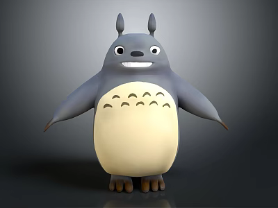3D Totoro Character With Gray Body White Belly Smiling Face And Standing Pose 3d model