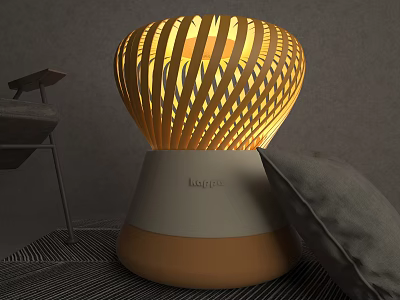 Leapee Modern Floor Lamp With Woven Bamboo Shade And Warm Yellow Light 3d model