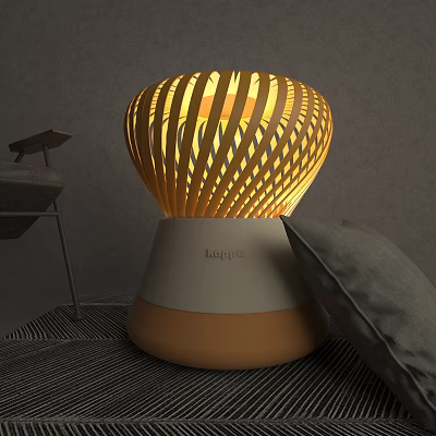 Leapee Modern Floor Lamp With Woven Bamboo Shade And Warm Yellow Light 3d model