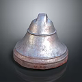 Shiny Metallic Household Item With Conical Shape And Red Base