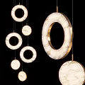 Modern Circular Pendant Lights With Marble Finish And Gold Frame Design