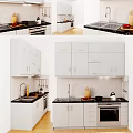 Modern Kitchen Interior With White Cabinets Black Countertop And Appliances 3d model
