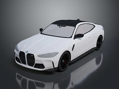 Sleek White BMW Sports Car With Black Roof And Modern Exterior Design 3d model