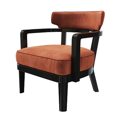 Orange Velvet Single Sofa With Black Wooden Arms And Modern Design Style 3d model